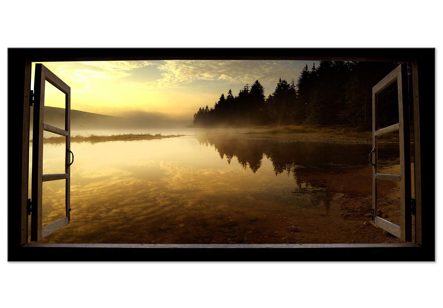 murando Wandbild Mega XXXL FensterblickEinteiliger XXL-Format Kunstdruck zur Selbstmontage Leinwandbilder moderne Bilder DIY Wanddekoration Wohnung Deko Wald c-C-0390-ak-e