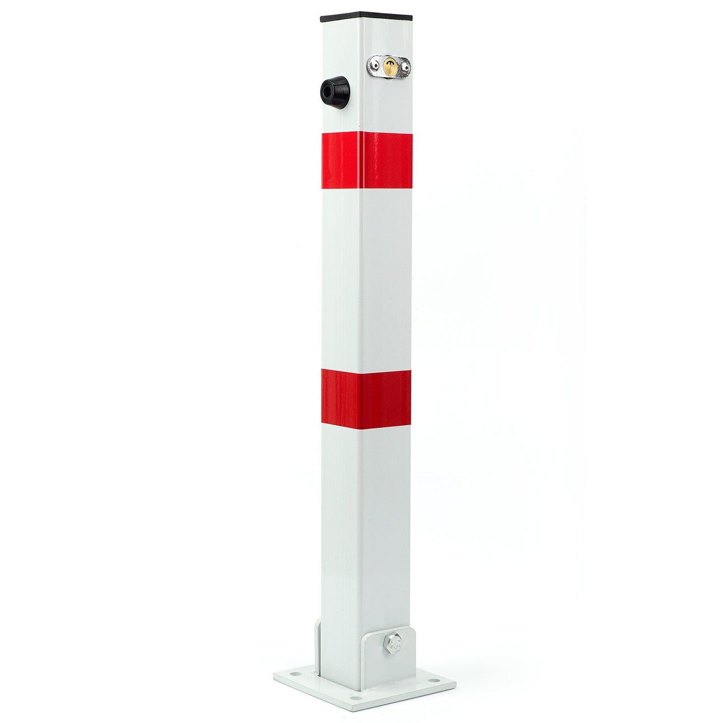 Parkpfosten klappbar – Parkplatzsperre 60x60x600 mm – Absperrpfosten Parkwatch Parkplatzbügel, Absperrung für Stellplatz, Stahl, weiß/rot, klappbarer Pfosten für private Parkplätze (SN1803-1 Stück)