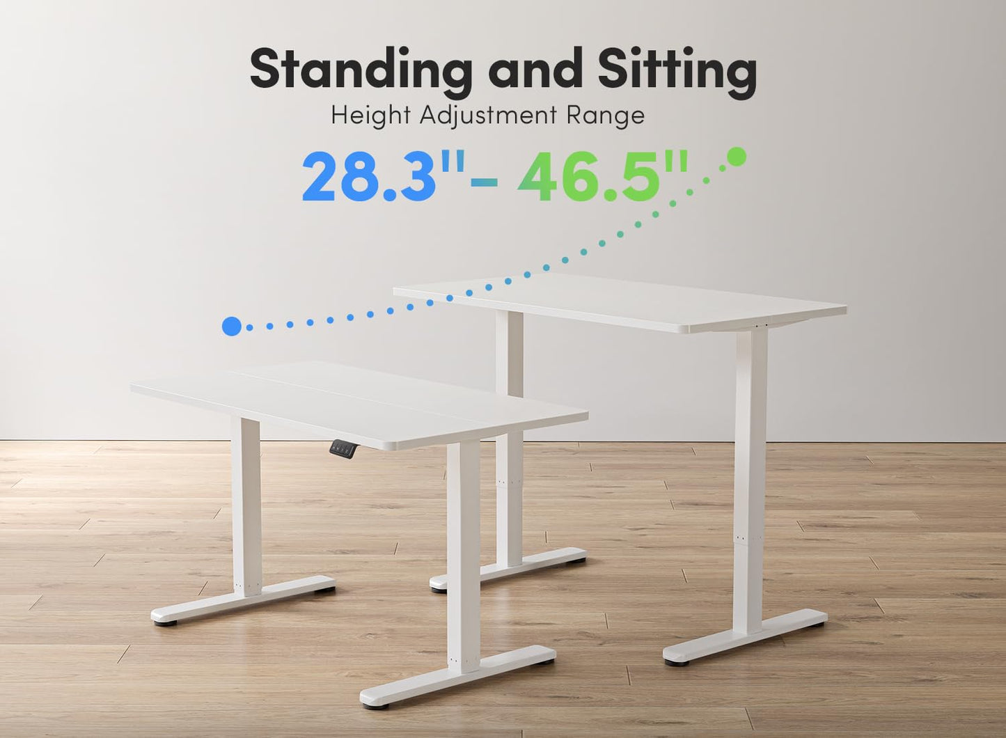 FEZIBO Schreibtisch Höhenverstellbar Elektrisch, 100 x 60 cm Computer Stehschreibtisch mit Memory-Steuerung und Anti-Kollisions Technologie, Mobiler Steh-Sitz-Schreibtisch Ergonomic Weiß Oberfläche