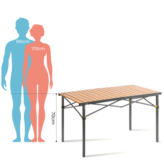Join Nature Campingtisch Klappbar Bis 100KG mit Tragetasche Alu Klapptisch für 6 Personen - Roll Up Camping Tisch 118 x 70CM Übergröße Rolltisch für Camping, Outdoor, Garten, Balkon, Picknick, Strand
