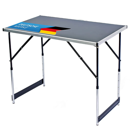 GOODS+GADGETS Klappbarer Multifunktionstisch Mehrzwecktisch Campingtisch Klapptisch Markttisch höhenverstellbarer Tapeziertisch Beistelltisch zum Campen im Garten für Festivalls Märkte und mehr