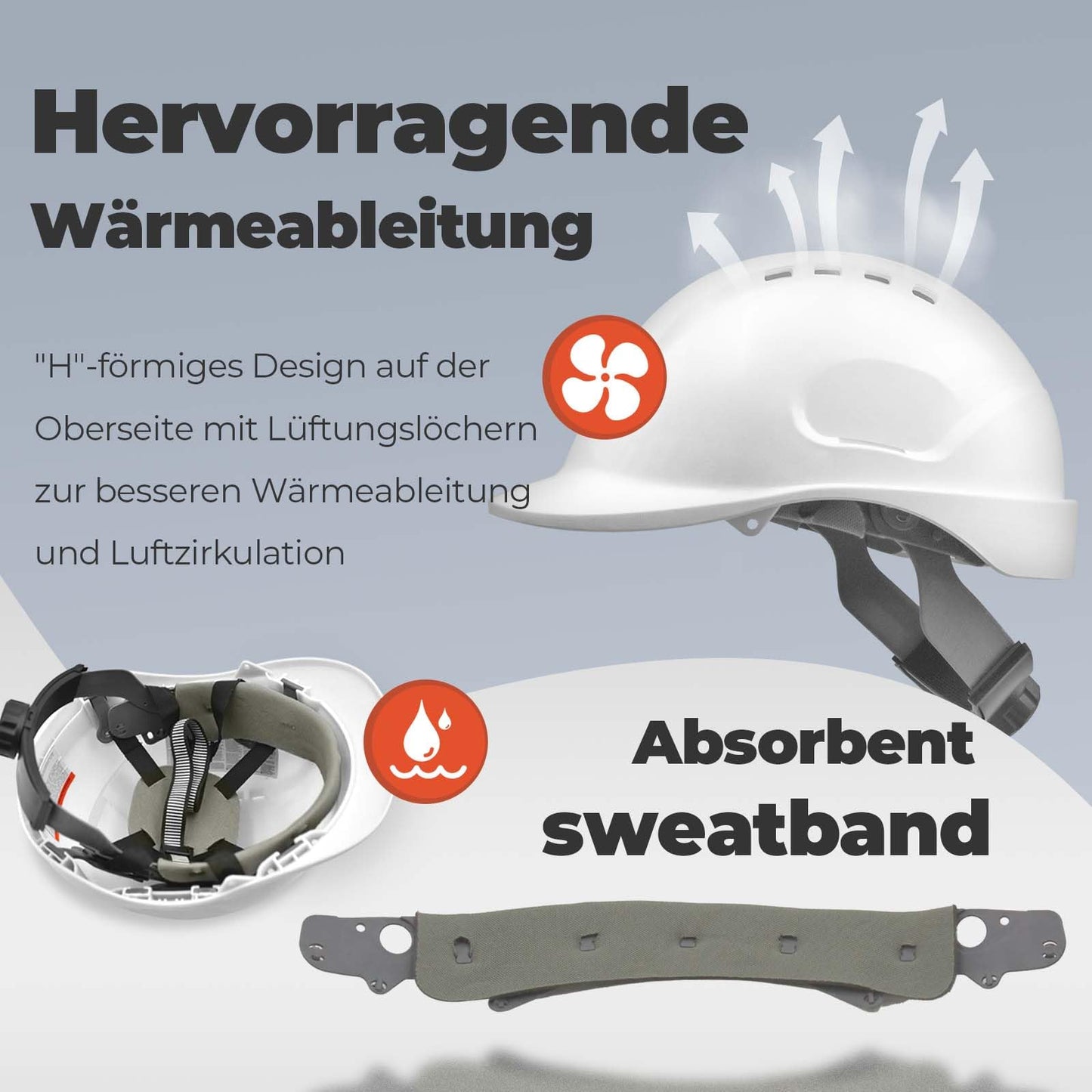 Bauhelm EN397, Mustbau Sicherheitshelm, Arbeitshelm Schutzhelm mit DIY Steckplätze für 53-65 cm Kopfumfang verstellbar, Sicherheitshelm mit Schweißband für BAU und Industrie (Weiß, 1 Pcs)