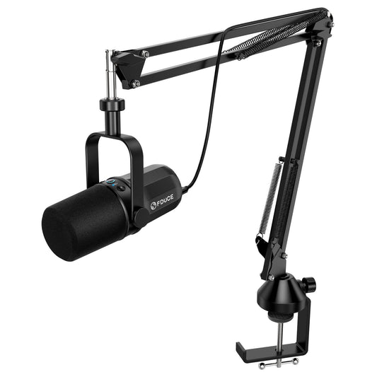 FDUCE SL40+ dynamisches Podcast-Mikrofon, USB/XLR-Mikrofon-Set für Gaming und Streaming, dynamisches Mikrofon mit Galgenarmst?nder, integrierter Kopfh?rerausgang, Stummschalttaste, Gain-Taste