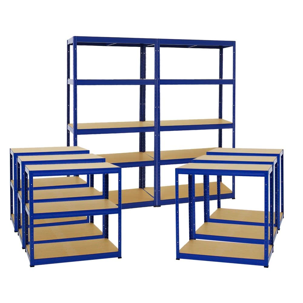 PROREGAL Mega Deal 5er-Set Schwerlastregale Slim Elephant 180x90x45cm mit 5 Ebenen Fachlast 350kg Blau