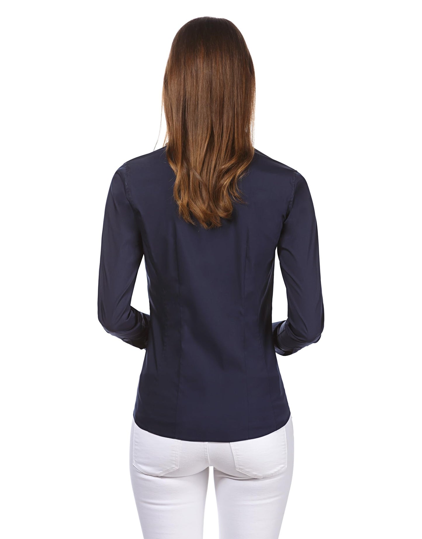 Vincenzo Boretti Damen Bluse besonders tailliert mit Stretch dunkelblau 34