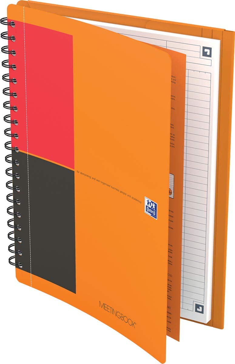 Oxford Meetingbook International B5, liniert, 160 Seiten, mit Gummizugmappe und 3 Einschlagklappen, 5 Stück