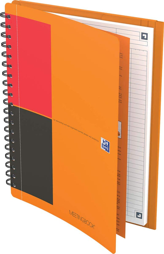 Oxford Meetingbook International B5, liniert, 160 Seiten, mit Gummizugmappe und 3 Einschlagklappen, 5 Stück