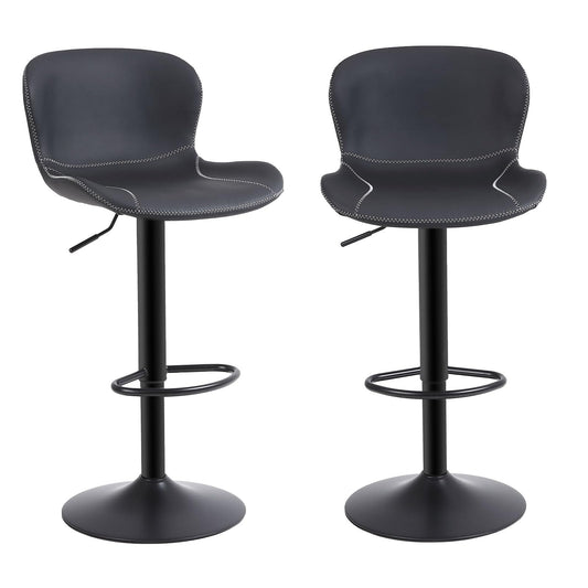 Youhauchair Barhocker 2er Set, Barhocker Höhenverstellbar aus PU-Leder, wasserdicht und verschleißfest, Barhocker mit Lehne, Drehbarer bar Stool, modern, Schwarz