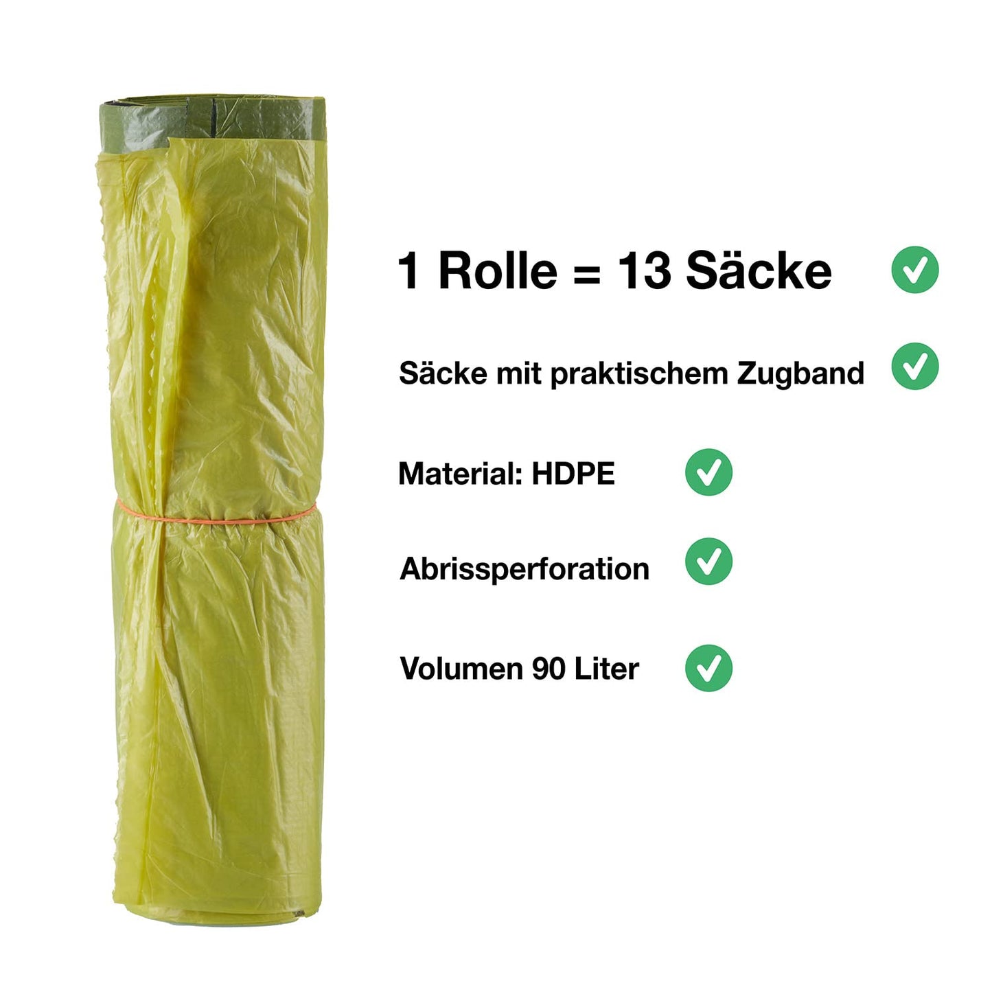 BigDean 20 Rollen Gelber Sack, Gelbe Säcke 90 Liter HDPE Gelb 13 Stück pro Rolle, insgesamt 260 Stück - ca. 60x87 cm Plus 5 cm Umschlag 15my - Ideal für Mülltonnen, Mülleimer und Körbe