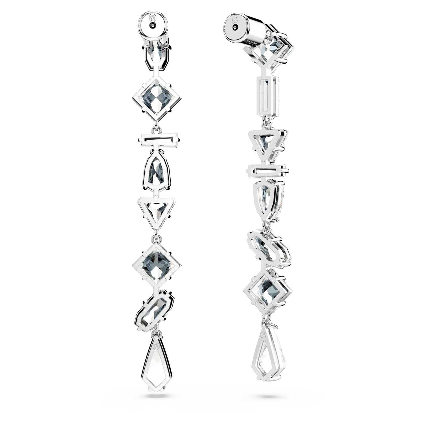 Swarovski Mesmera Drop-Ohrhänger, Weiße und Rhodinierte Ohrringe mit Strahlenden Swarovski Kristallen