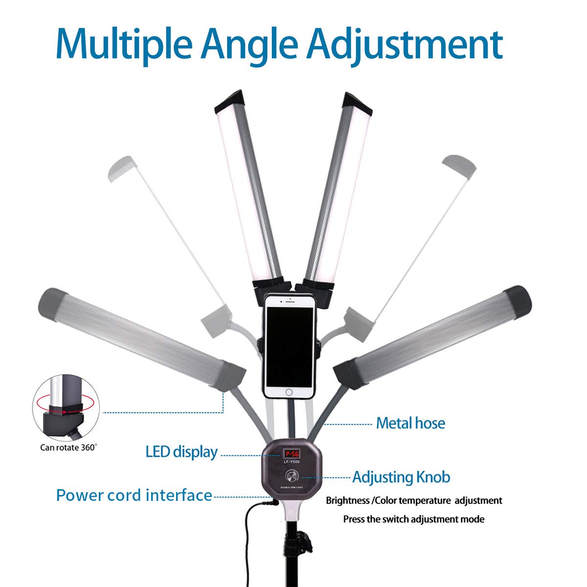 GSKAIWEN 50W dimmbares LED Videolicht Fotografie Licht-Set Studio Beleuchtung mit Stativ und Tragtasche für Make-up, Wimpern, Augenbrauen, Tattoo, 3000-6500K,CRI 90+