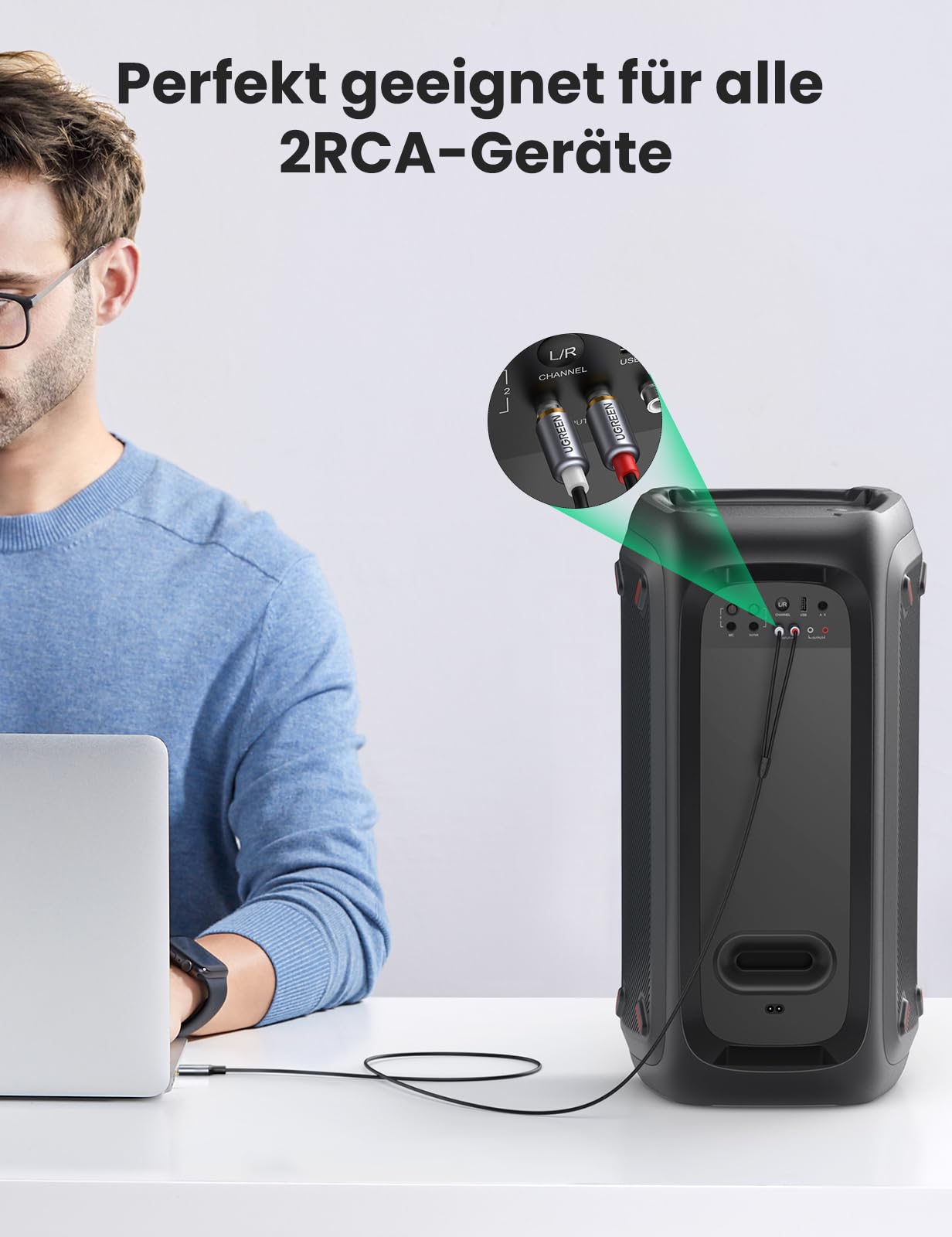 UGREEN USB C auf Cinch Audio Kabel Type C auf 2RCA Stereo Adapterkabel kompatibel mit iphone 16 Serie, Huawei P60/50/40, Galaxy S24 Ultra/S24+/S24, iPad Pro/Air, MacBook Pro, Mac mini M4(1,5m)
