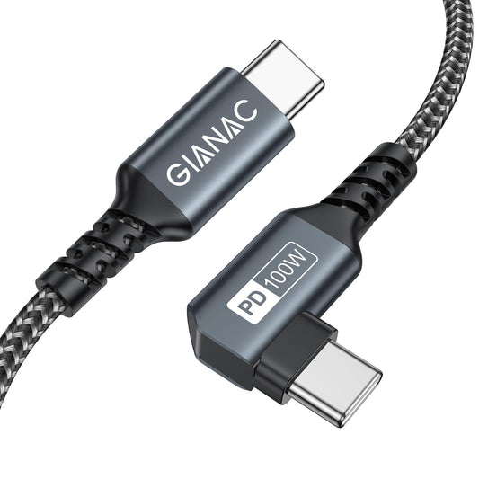 100W USB C auf USB C Kabel 1M,90 Grad Schnellladekabel PD 5A USB Typ C Ladekabel mit E-Mark Chip für Macbook Pro;MacBook Air;iPad Pro;Samsung Galaxy;Huawei;ChromeBook Pixel;Tablet Google