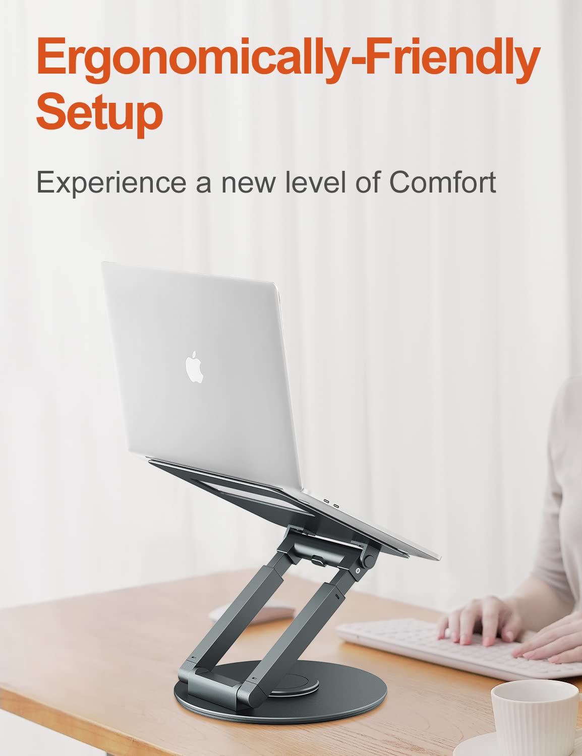 Laptop Ständer Höhenverstellbar mit 360° Drehbarer Basis, Ergonomisch Laptopständer, Laptop Erhoehung Fuer Schreibtisch, Standing Laptop Stand Computer Ständer mit MacBook Pro, Laptops 10–17"-Grau