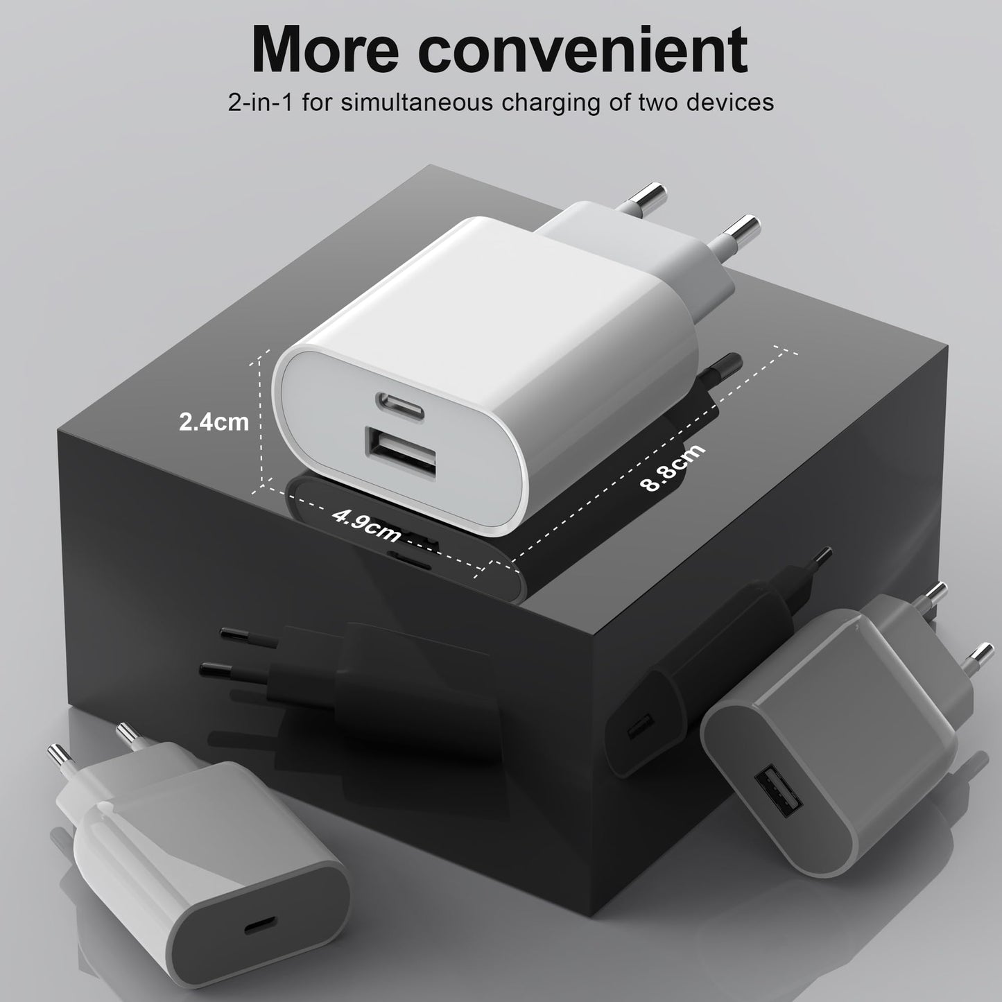 USB C Ladegerät, 20W 2Port USBC Netzteil Adapter Mehrfach für iPhone 16/16 Pro/16 Pro Max/16 Plus/15 14 13 12 11 Pro Max X XS, Samsung, Schnellladegerät Handy Stecker Charger Ladestecker Ladeadapter