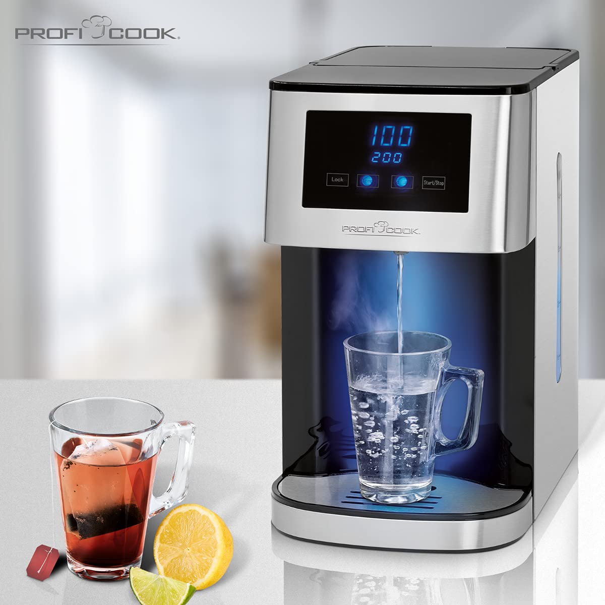 ProfiCook® Heißwasserspender | heißes Wasser in 3 Sekunden | Wasserkocher | kochendes Wasser auf Knopfdruck | Edelstahlgehäuse | LED-Display mit Sensor Touch-Bedienung | 2600 Watt | PC-HWS 1145