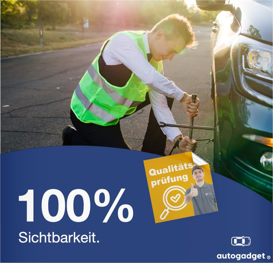 4x Stück Warnwesten Auto gelb 2025 gemäß ISO20471 - PKW & LKW Sicherheitswesten für Sicherheit im StVO - Autozubehör