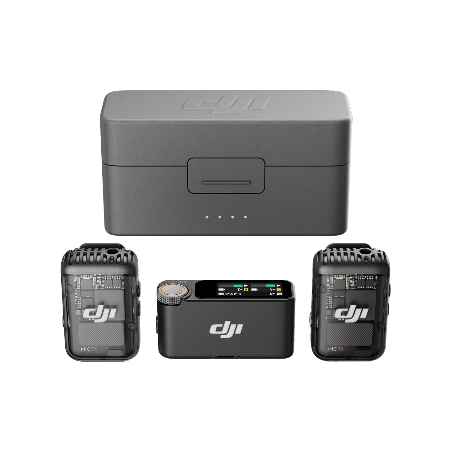 DJI Mic 2, lavalier mikrofon wireless, Rauschunterdrückung, 48kHz Interne 32-Bit-Float-Aufnahme, 250 m Reichweite, 18 Std. Akku mit Ladecase, Mikrofon für Kamera/Handy, Vlog, Streaming