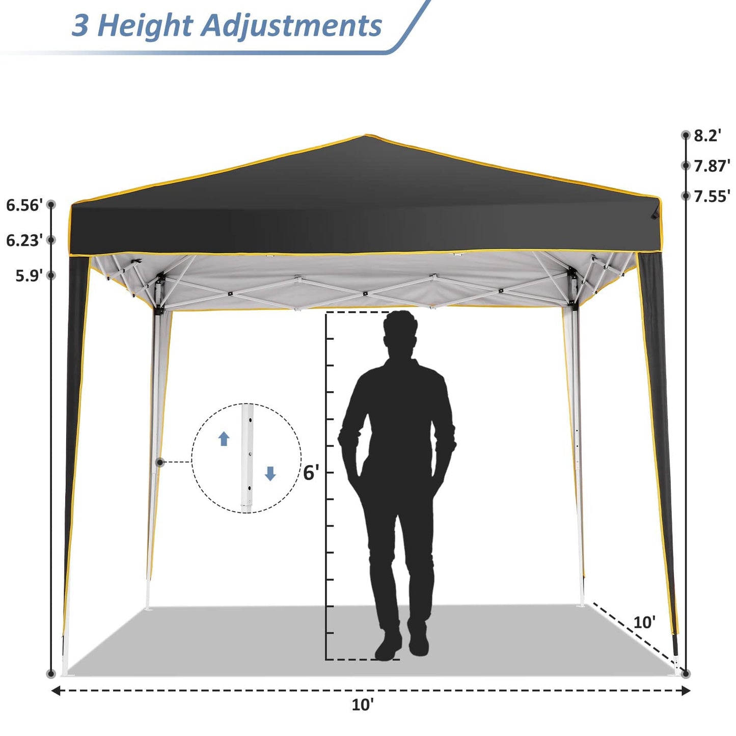 COBIZI Pavillon 3x3 Wasserdicht Stabil Winterfest Partyzelt, Faltpavillon 3x3 mit 4 Seitenteilen 3.0, 100% Wasserdicht und UV 50+ Tragbares High-End Tragbarkeit Gartenpavillon, Schwarz