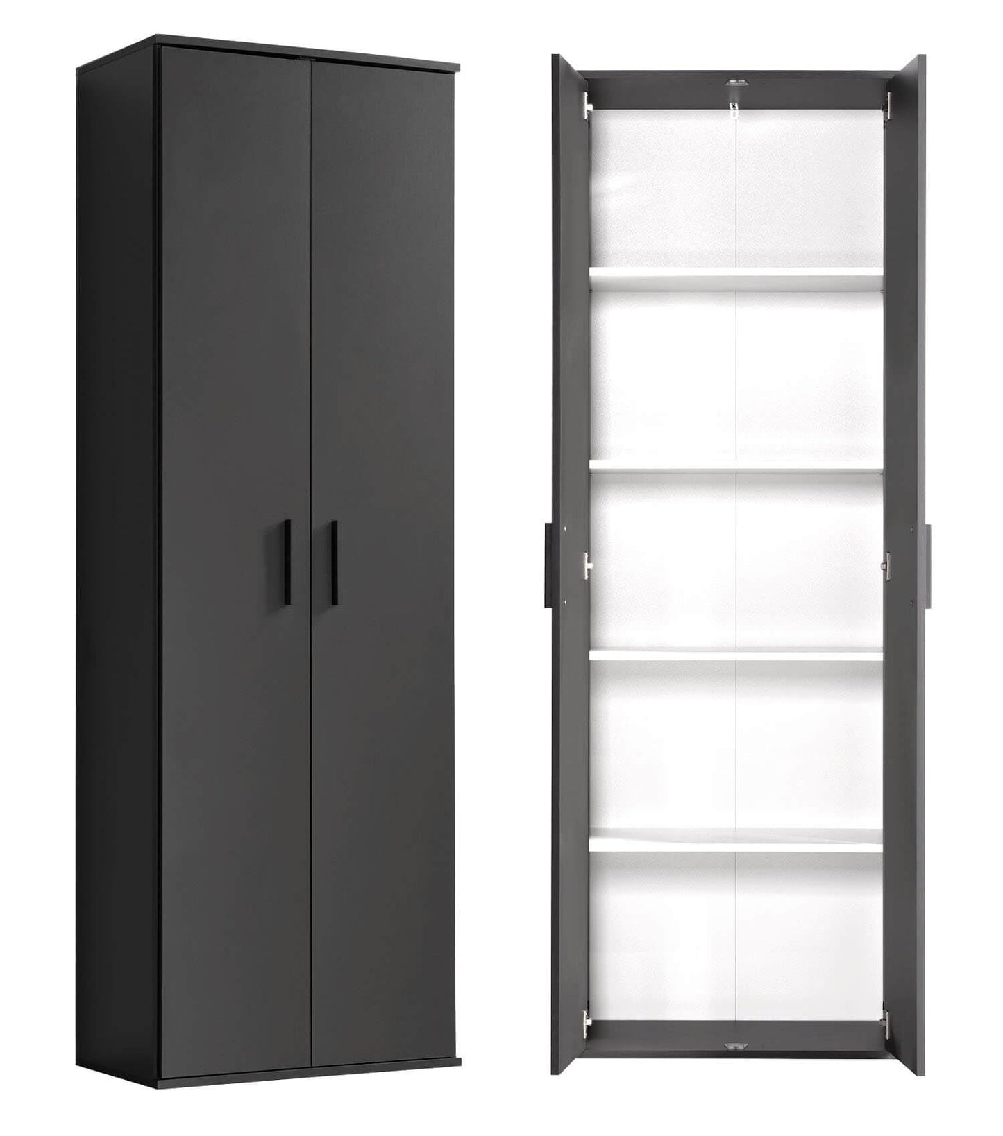 mokebo® Mehrzweckschrank 60cm Breite 'Der Lange', Aktenschrank, Büroschrank oder Schuhschrank in 60x180x34 cm (B/H/T), auch als Vorratsschrank oder Schrank aus Holz in Anthrazit-Schwarz