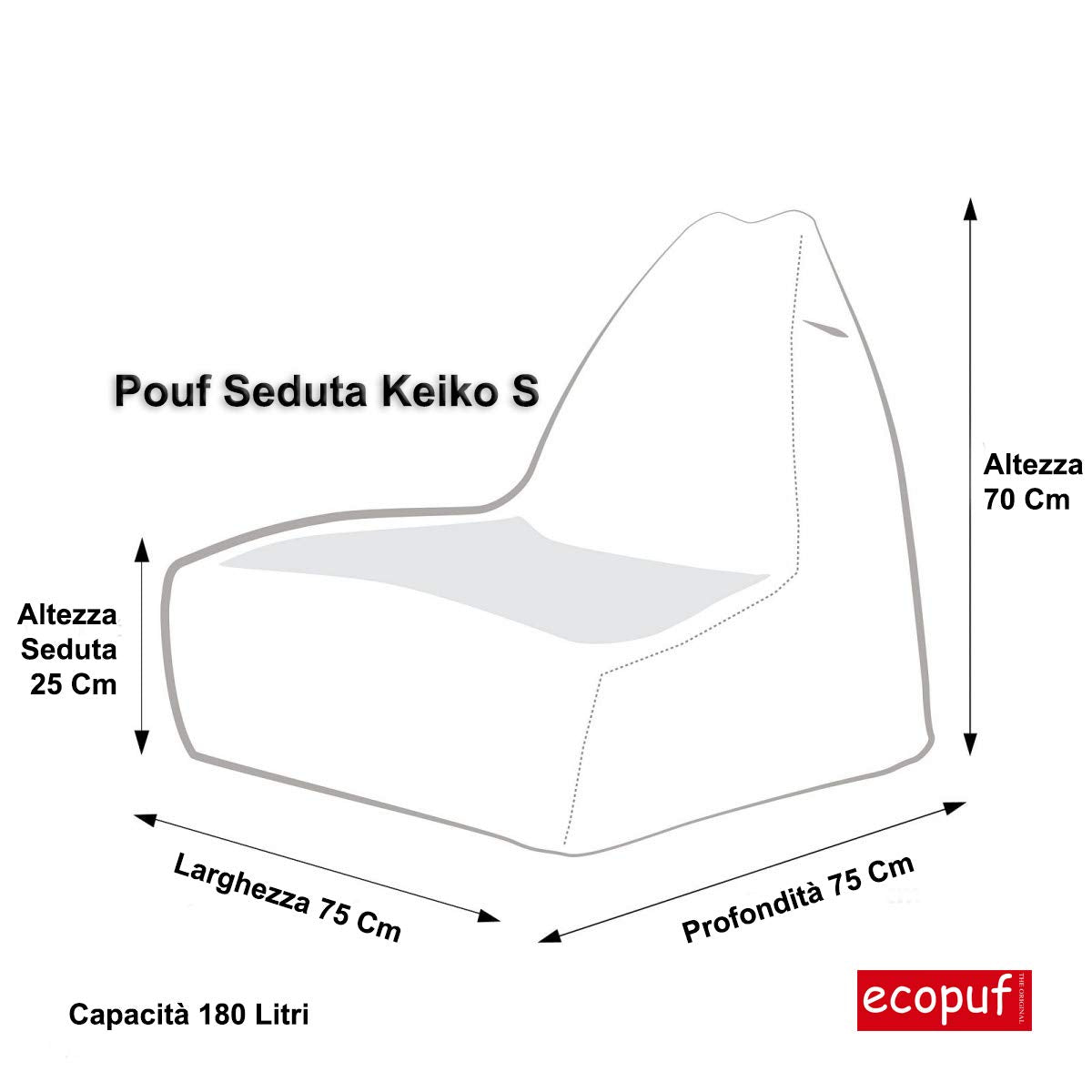 Ecopuf - Sessel Wohnzimmer - Keiko Patchwork S/M Polyester Sack Sitz - Entspannungssessel zum Sitzen - Sack Pouf reißfest schmutzabweisend - Pouff mit Handgriff - Wohnungseinrichtung - Rot Nc12