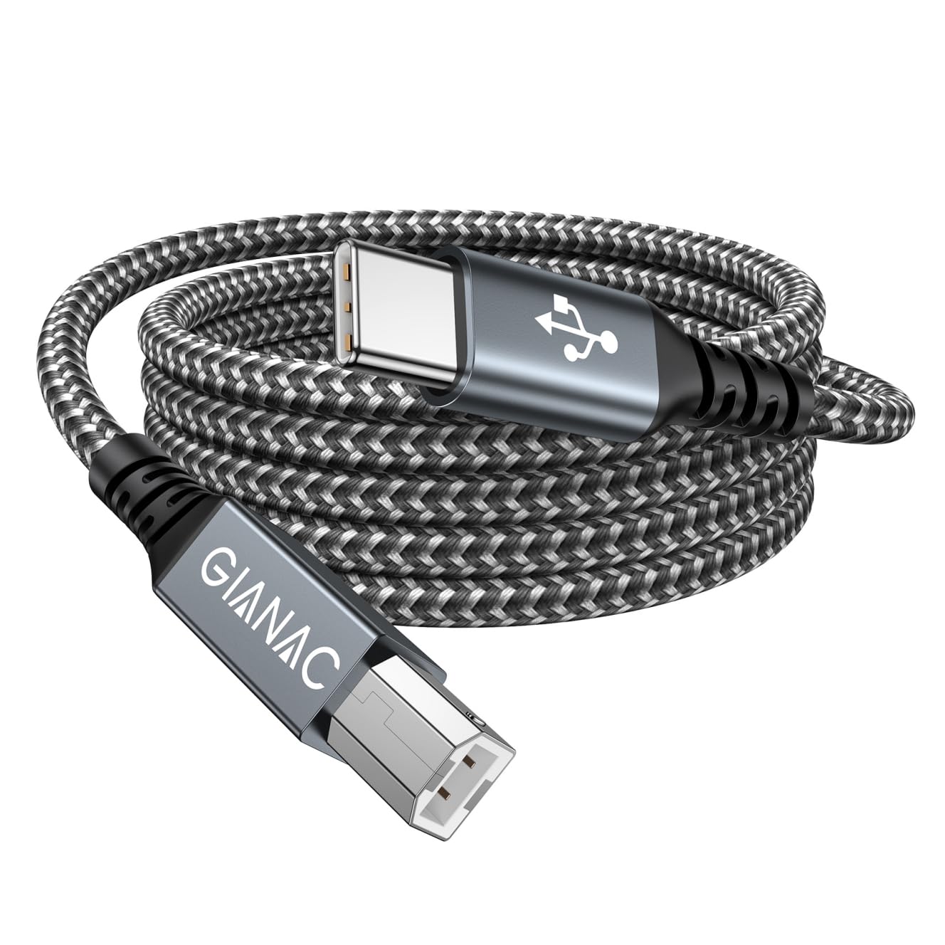 GIANAC USB C Druckerkabel [1M] USB B zu USB C Druckerkabel Nylon Geflochten USB C MIDI Kabel für MacBook Pro/Air, Matebook, HP, Canon, Epson, Brother, Lexmark, Xerox Drucker und Scanner usw