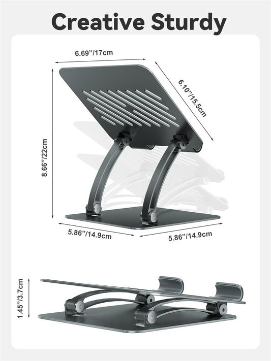 tounee Verstellbarer Tablet Ständer aus Aluminium, Doppelstangen-Design, für Tablets 4.7–16.5", iPad 12,9", tragbare Monitore & mehr (Grau)