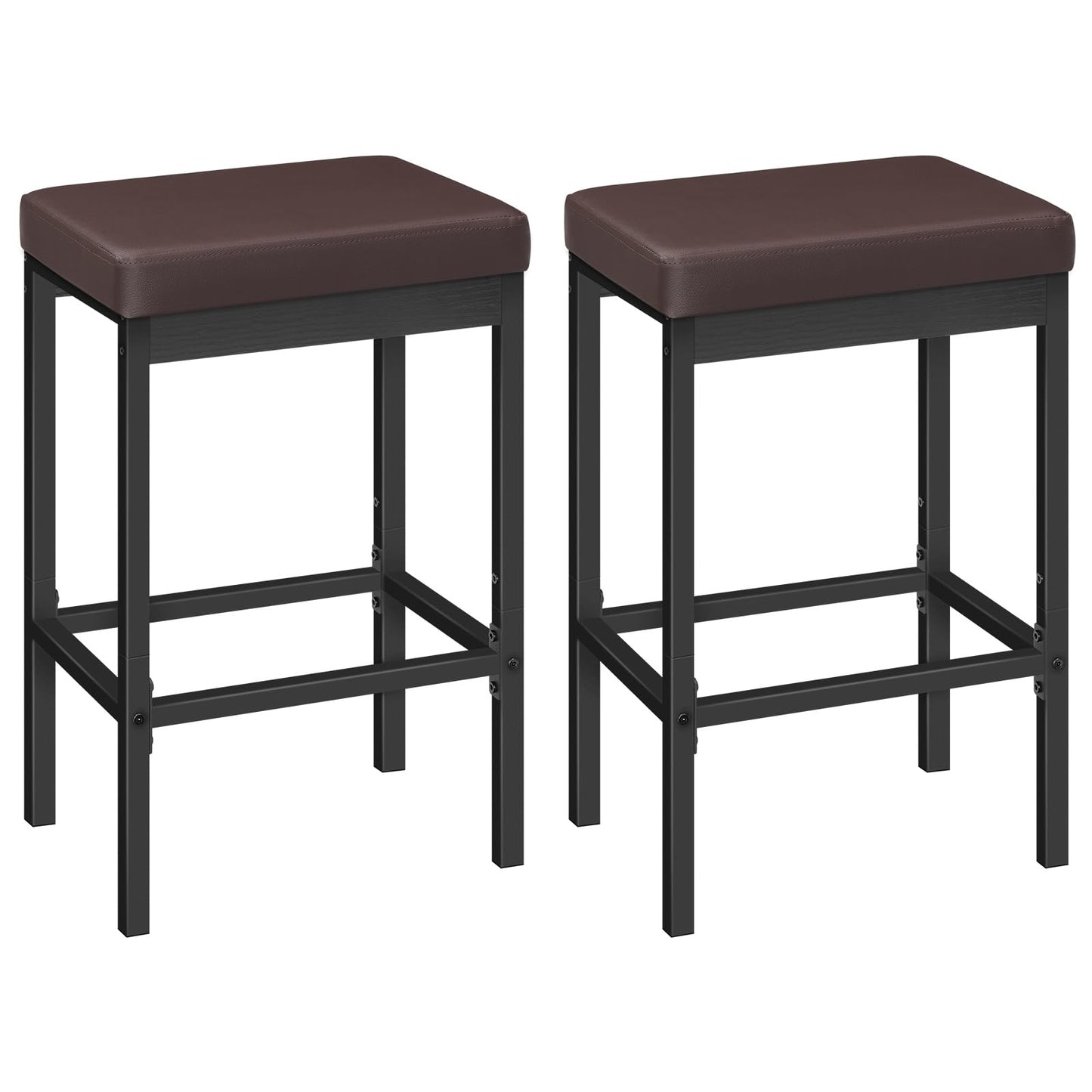 HOOBRO Barhocker 2er-Set, Barstuhl für die Küche, Küchenhocker 5 cm gut gepolsterte Sitzfläche, 63 cm hoch, einfache Montage, für Küche, Restaurant, Cafeteria, Theke, Braun und Schwarz EBC21BY01