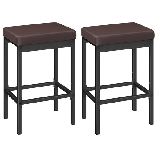 HOOBRO Barhocker 2er-Set, Barstuhl für die Küche, Küchenhocker 5 cm gut gepolsterte Sitzfläche, 63 cm hoch, einfache Montage, für Küche, Restaurant, Cafeteria, Theke, Braun und Schwarz EBC21BY01
