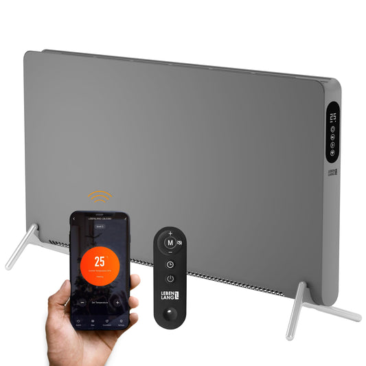 LEBENLANG Konvektor Elektroheizung Energiesparend - Inkl. WiFi & APP, Fernbedienung I Stand & Wandmontage I Eco Warm Heizgerät Elektrische Heizgeraete I Wand Heizung Elektrisch Elektro Heizkörper