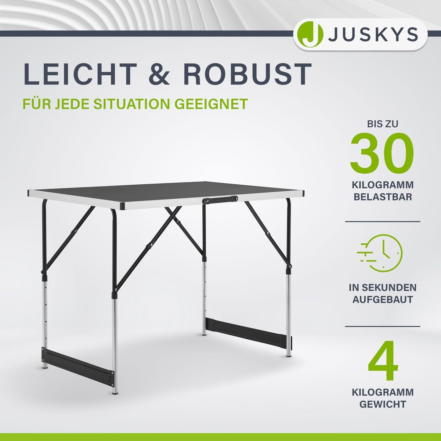 Juskys Multifunktionstisch 3 teilig - klappbar, höhenverstellbar - Alu Klapptisch 100x60 cm - Flohmarkt, Tapeziertisch, Campingtisch - Tisch Schwarz