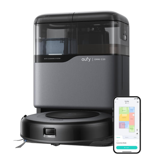 eufy Saugroboter Omni C20 mit All-in-One-Station,Auto-Entleerung, Auto-Wasch- und Trocknungsfunktion, 7.000Pa, 8,5cm Ultraflaches Design, Staubsauger Roboter mit Wischfunktion,Kindersicherung