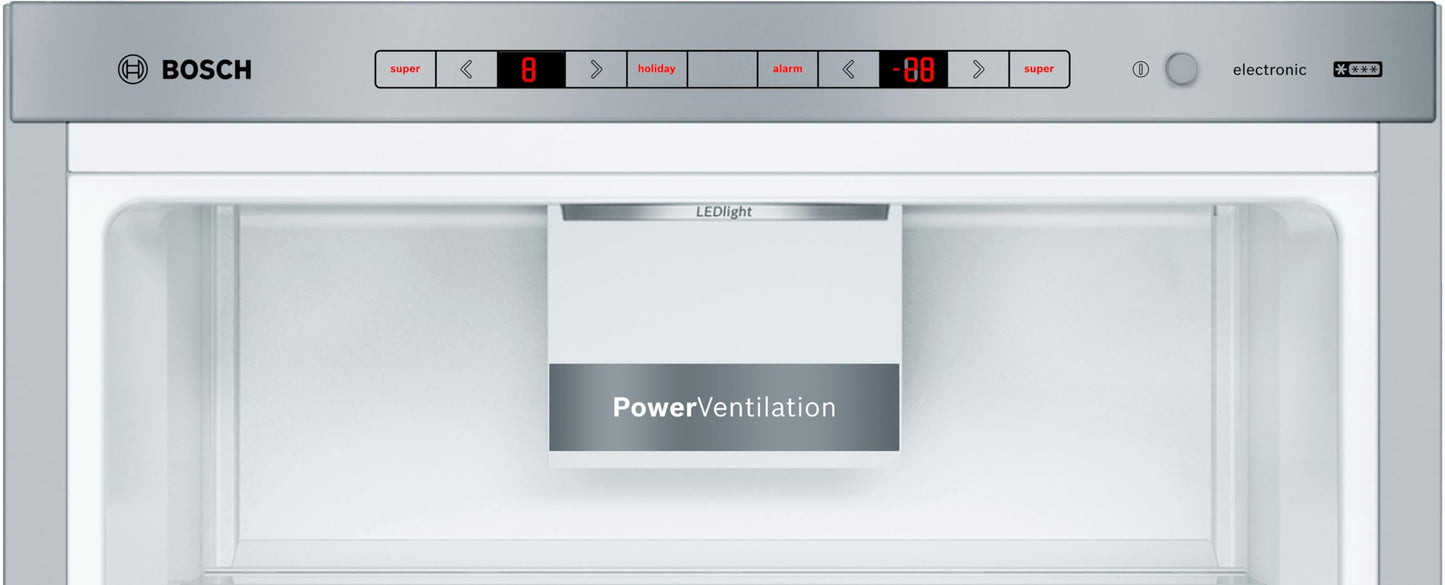 Bosch KGE398IBP, Serie 6, Kühl-Gefrier-Kombination, 201 x 60 cm, 249 L Kühlen & 94 L Gefrieren, LowFrost, BigBox für Gefriergut, längere Frische mit VitaFresh, Leise mit 38 dB, LED, AntiFingerprint