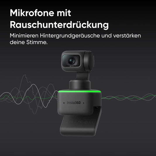 Insta360 Link - PTZ 4K Webcam mit 1/2"-Sensor, KI-Tracking, Gestensteuerung, HDR, Mikrofonen mit Rauschunterdrückung, Spezialmodi, für Laptop, Videokamera für Videokonferenzen, Live-Streaming