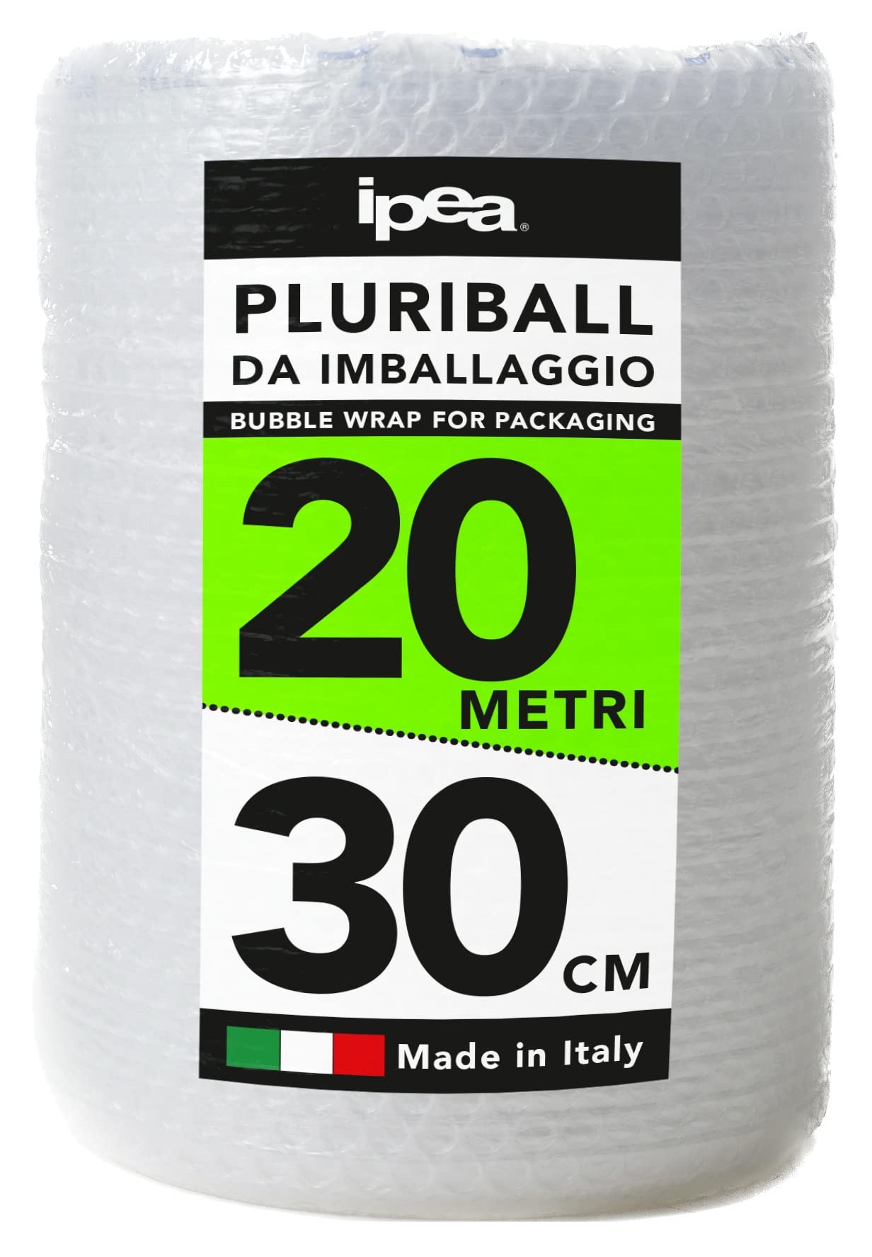 IPEA Luftpolsterfolie für Verpackung und Versand – Rolle 20 Meter x 30 cm – Made in Italy – Pluriball Luftblasen zum Schutz, Polsterung, Verpackung von Gegenständen im Transport – Reißfest