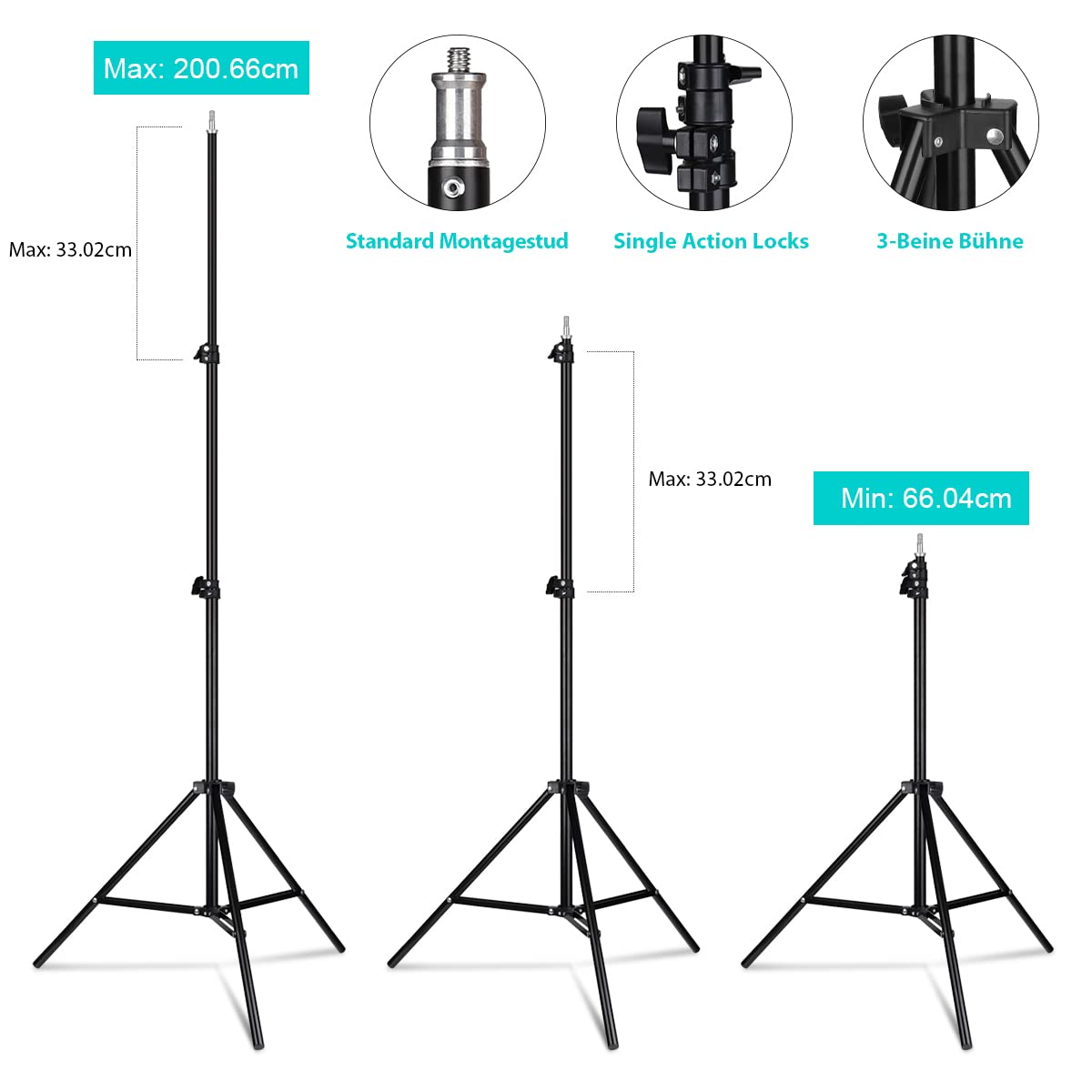 GEEKOTO Softbox Set Fotostudio 50 x 70cm, Dauerlicht Studioleuchte Set mit 2 Softboxlampen E27 85W 5500K, 2m Vollverstellbare Lichtstative für Studio-Porträts, Produktfotografie, Modefotos, usw.