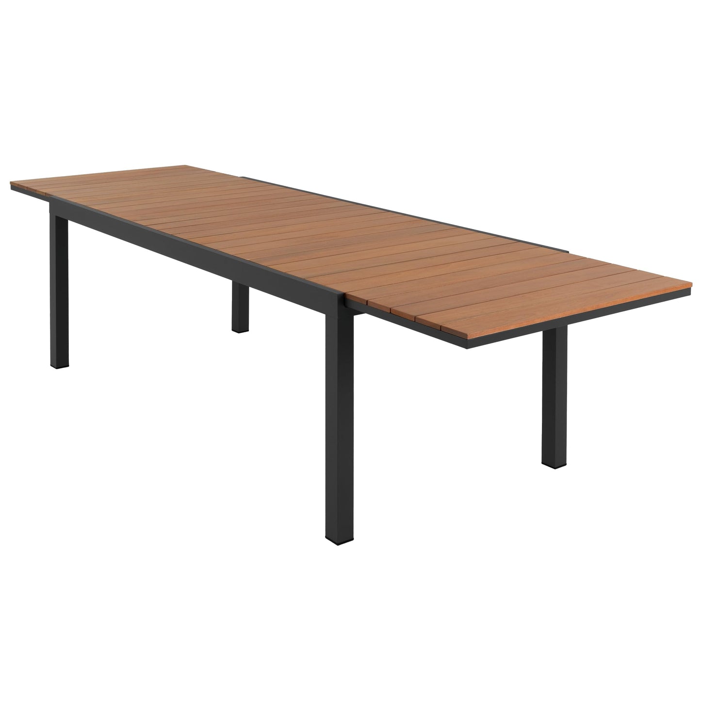 Nexos Trading Ausziehbarer Tisch eckig Küchentisch Esszimmer-Tisch Terrassen-Tisch Holz Alu 200/300x100x75cm Gartentisch Holz-Tisch Auszieh-Tisch