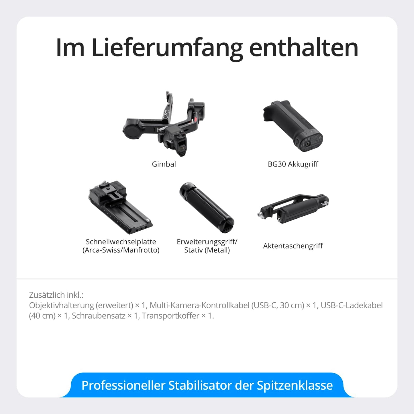 DJI RS 4 Pro, 3-Achsen Gimbal-Stabilisator für DSLR- und Kinokameras Canon/Sony/Panasonic/Nikon/Fujifilm, Native vertikale Aufnahme der 2. Generation, 4,5 kg Nutzlast, Doppelfokus- und Zoom-Motoren