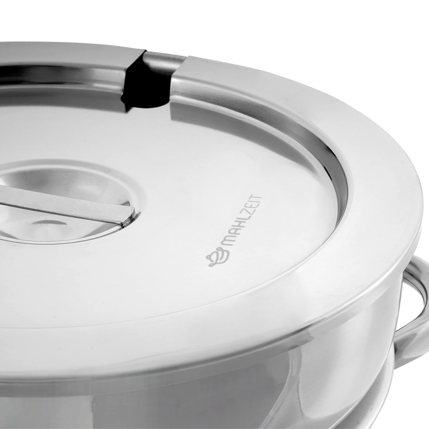 Mahlzeit Edelstahl Chafing Dish rund 7 Liter | Speisenwärmer Wärmebehälter Suppenwärmer Bain Marie Suppentopf Chafing Dishes für Buffet Catering Buffet Gastro und Party