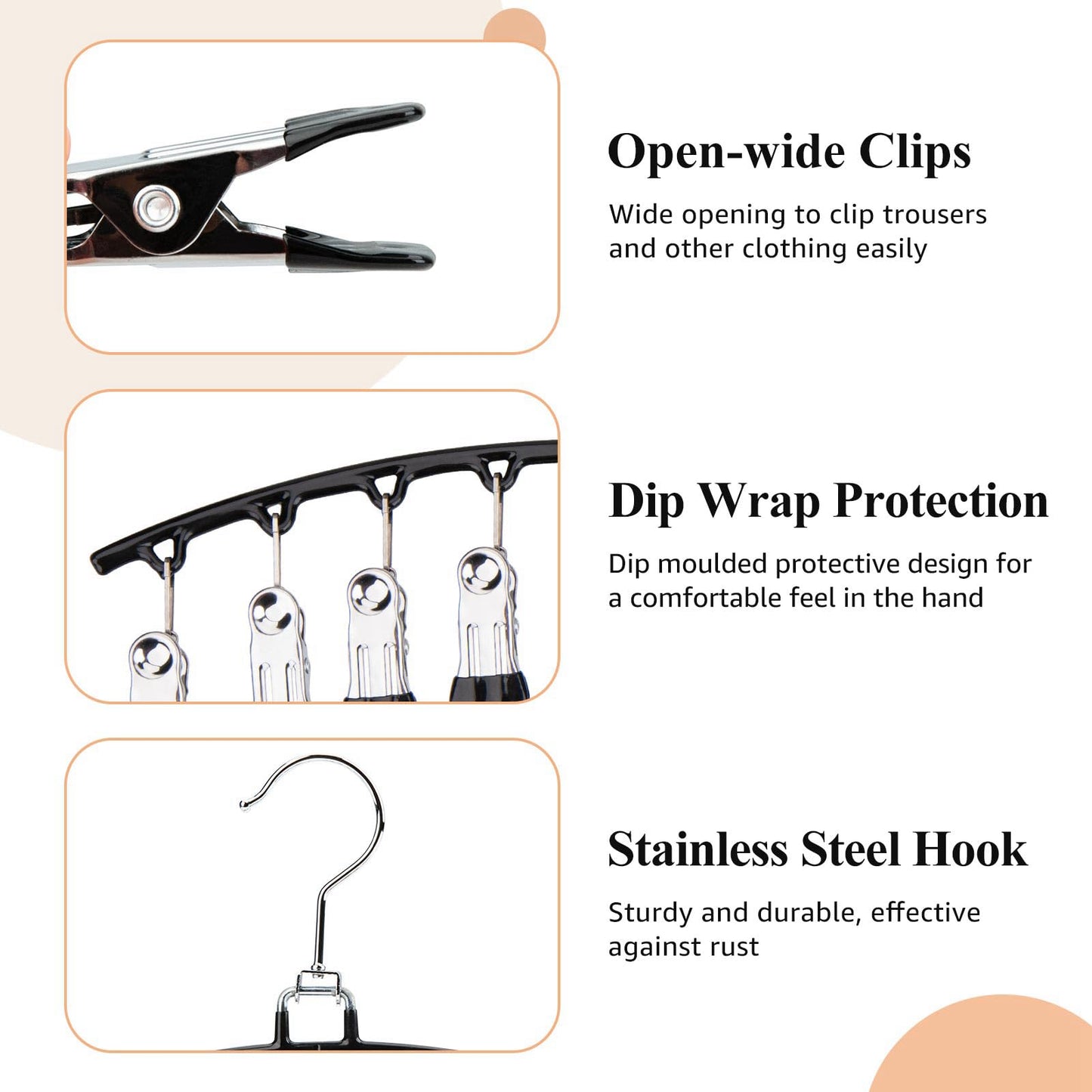HONZUEN 2 Stück Hosenbügel Platzsparend, Metall Kleiderbügel Platzsparend für Hosen, Hosenbügel Klemmbügel, Hangers Hosen Organizer Hosenhalter für Kleiderschrank Röcke Mützen Leggings(Schwarz)