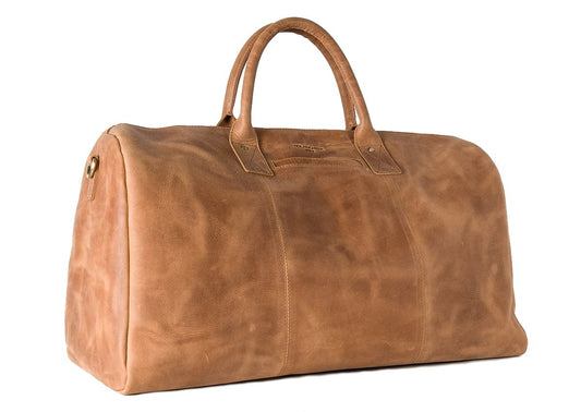 HOLZRICHTER Berlin No 13-1 (L) - Premium Weekender Reisetasche, Sporttasche und Handgepäck aus Leder - Camel-braun