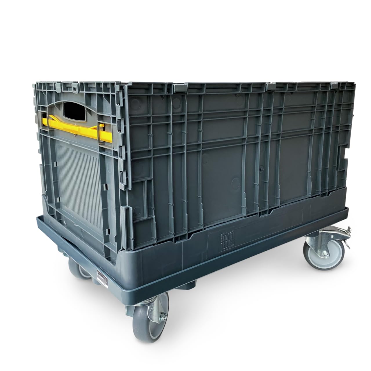 HEMMDAL Eurokasten-Roller mit Kunststoffrahmen 2er Set | 250 kg Tragkraft | HxBxT 170 x 615 x 415 mm | anthrazit | ABS Kunststoff | stapelbar | vollmontiert | Kratzfest | Transportroller