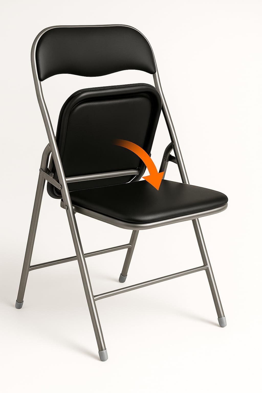 HAEST Klappstuhl 2er Set – Gepolstert, Kunstleder, bis 150 kg, Silber-Schwarz