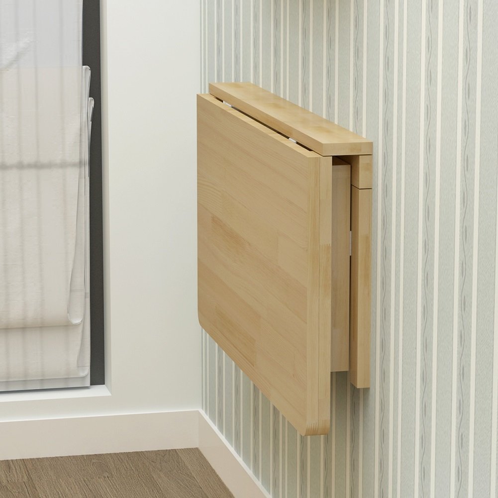 MM MELISEN Klapptisch, Kleiner, Platzsparender Schwimmender Schreibtisch, Zusammenklappbarer Computertisch Aus Massivholz, an der Wand Montierter für Arbeitszimmer, KüChe, WäScherei Usw