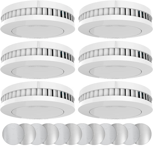 XINDUM Rauchmelder mit Starkere Magnethalterung 6er Set, 10 Jahre Batterie Feuermelder, TÜV Rheinland-Zertifiziert, Rauchwarnmelder, Standalone, Weiß