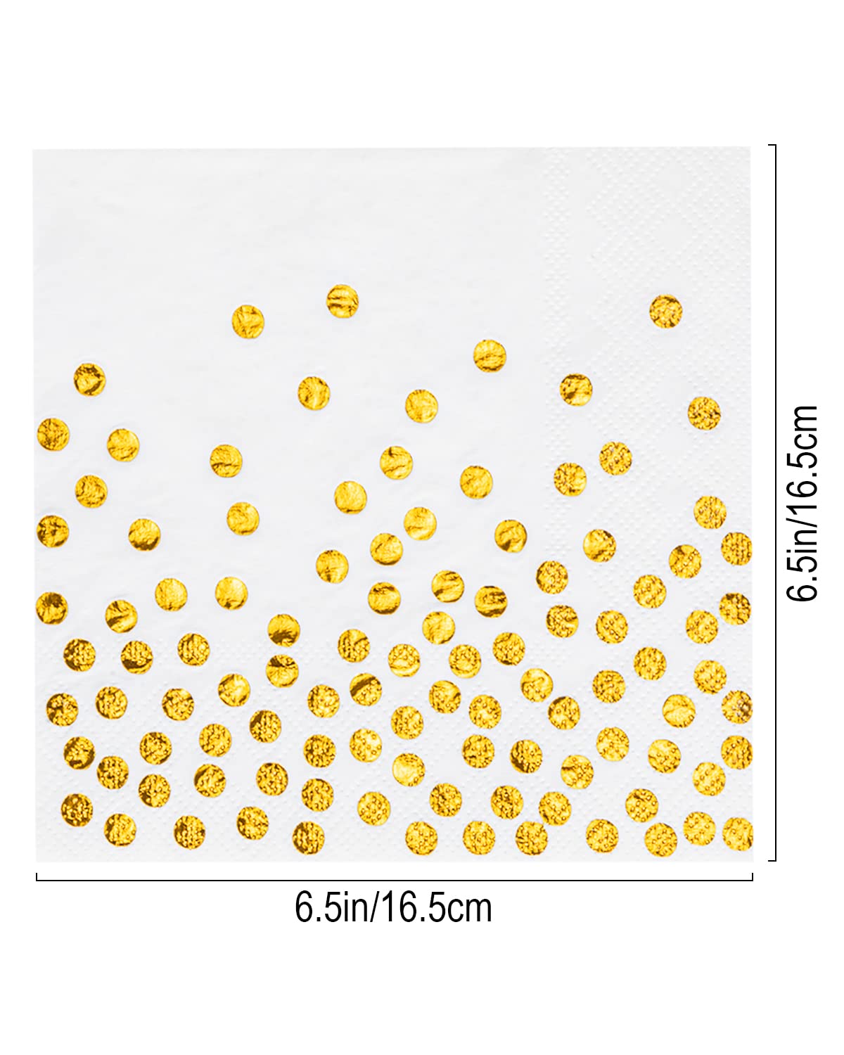60 Stücke Servietten Gold Dots,3-lagig Golden Foiled Papierservietten Paper Napkins,Servietten weiß für Deko Party,Geburtstag, Hochzeit