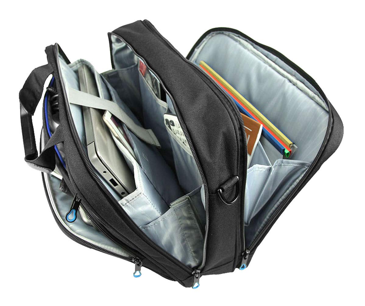 KROSER Laptop Tasche 15,6 Zoll Business Tasche Laptop Umhängetasche Wasserabweisend Schultertasche Durable Tablet Hülle mit RFID Taschen für College/Herren/Frauen/Männer/Damen-Schwarz/Blau MEHRWEG