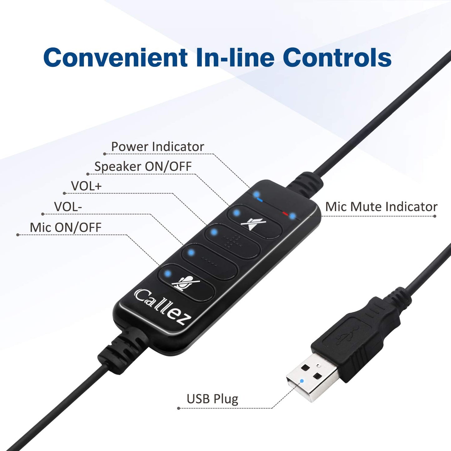 USB Headset PC für Business UC Skype Lync SoftPhone Call Center Office, PC Kopfhörer mit Mikrofon Noise Cancelling & Lautstärkeregler, Kristallklar Chat, Super Leicht, Ultra Komfort