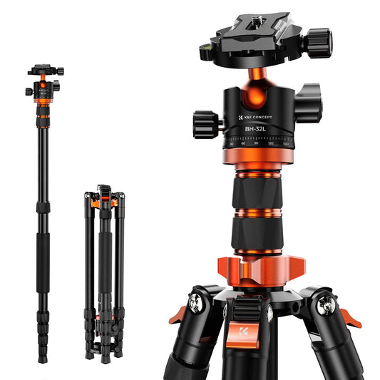 K&F Concept 198cm Kamera Stativ，Aluminium Tripod, Stativ mit Monopod Funktion, 360° Panorama Kugelkopf Schnellwechselplatte für Spielgelreflexkamera, Digitalkamera