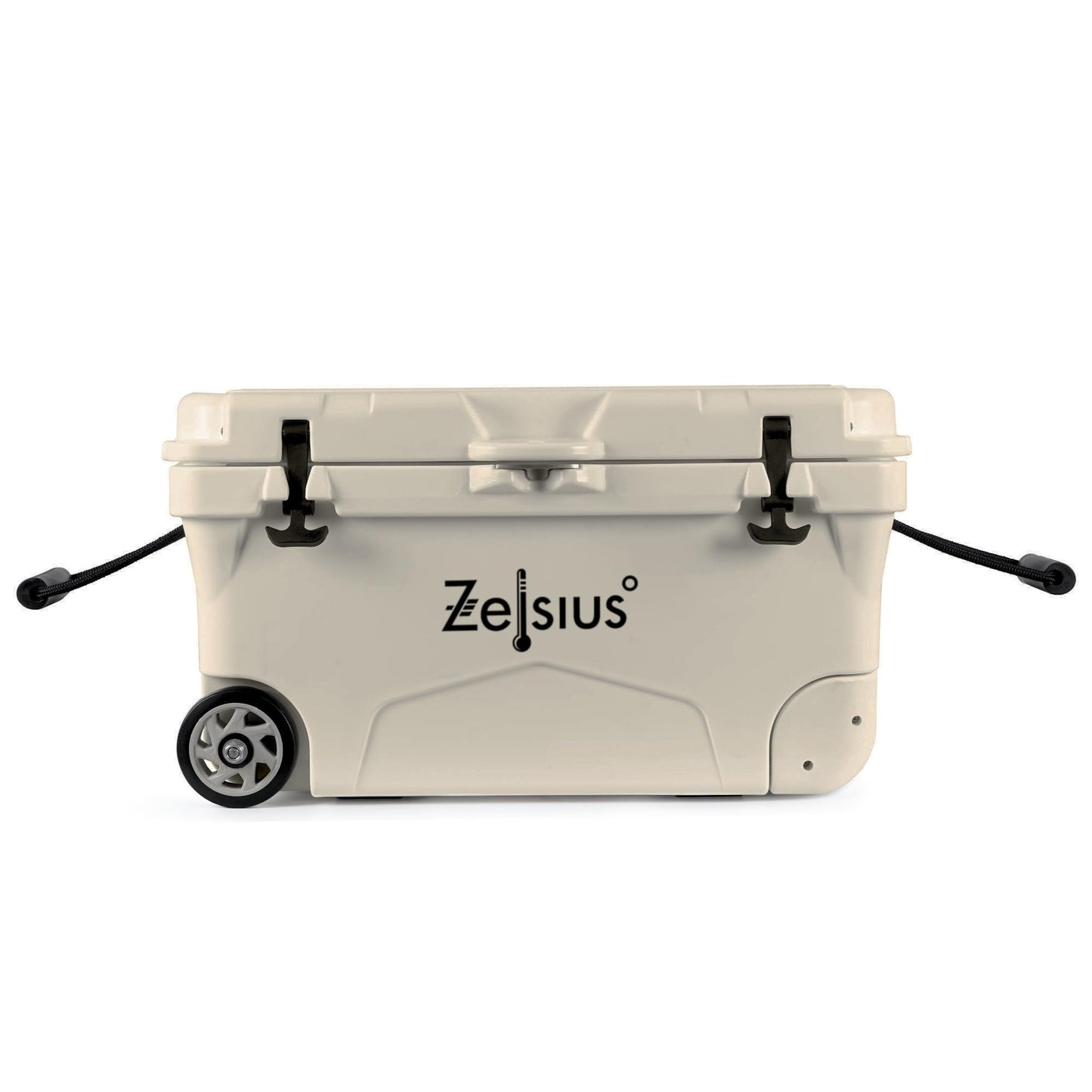 Zelsius Kühlbox 50 Liter mit Räder | Beige | Coolbox | Fahrbare Cooling Box ideal für Auto Camping Urlaub Angeln Freizeit Outdoor | Thermobox für Warm und Kalt